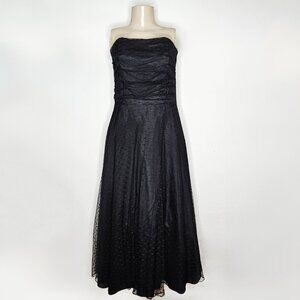 Strapless Black Swing Style Midi Dress